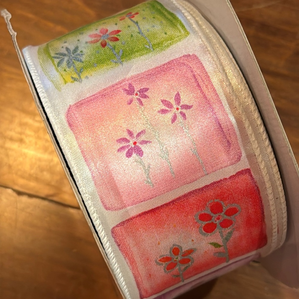Wired Ribbon Happy Yellow Green Pink Purple Spring Summer Flowers Kirkland